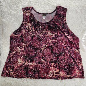 Salon Studio Reds Paisley Pattern Scoop Neck Top, Size 4X, New in Packaging